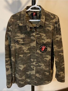 Forever 21 Rolling Stones Collab Camo Utility Jacket